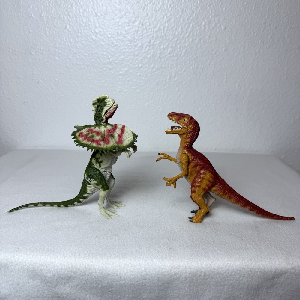 Jurassic Park JP10 Velociraptor & JP11 Dilophosaurus 1993 Kenner Untested READ
